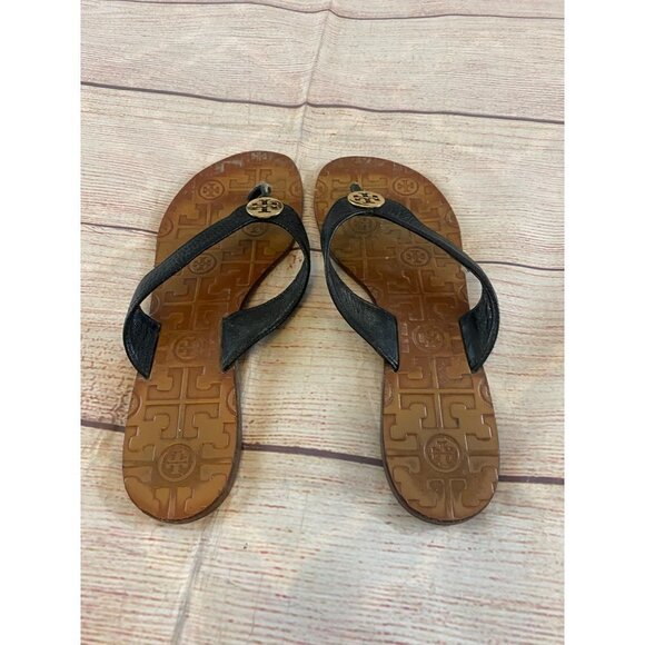 Tory burch Women's Brown Leather Flip Flop Sandals - 7M - Picture 4 of 11